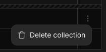 More options menu showing delete collection action