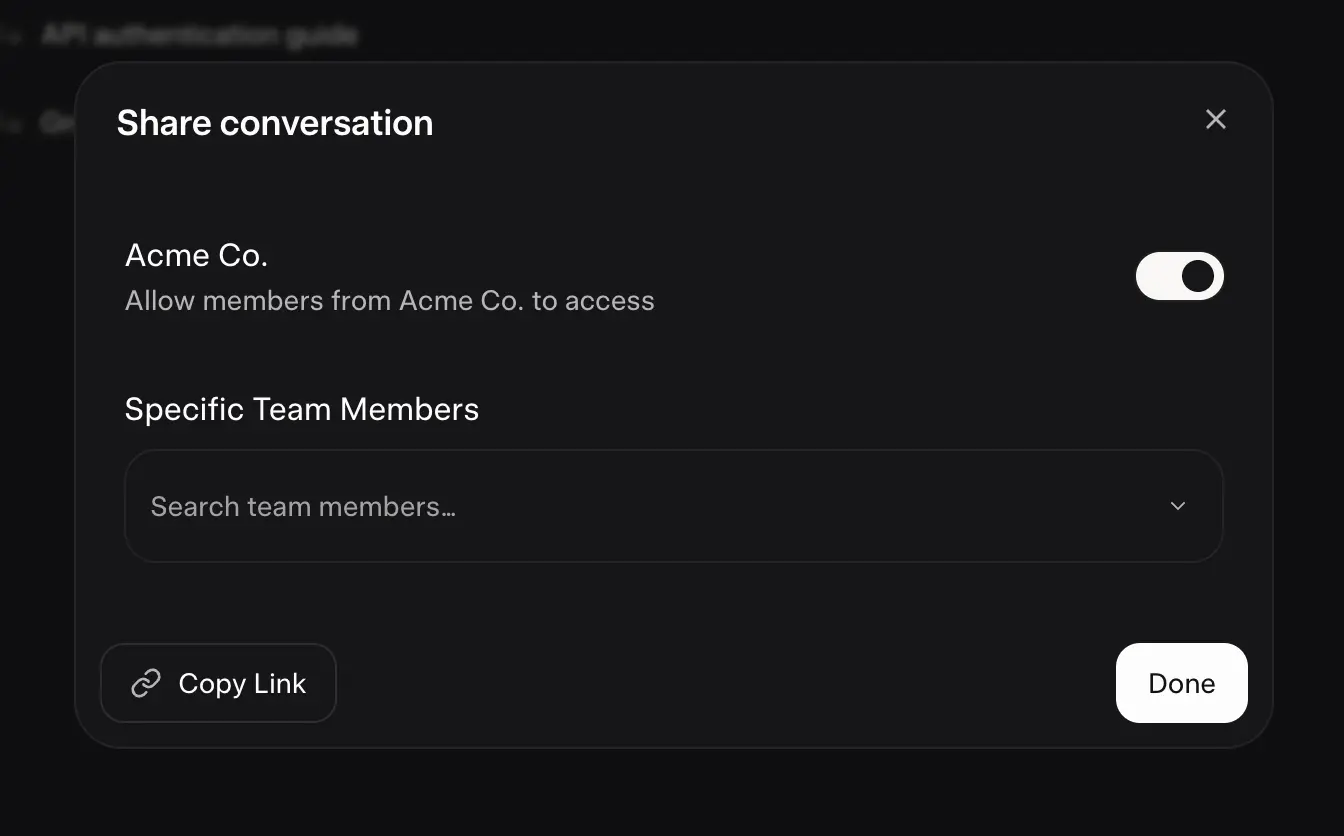 Sharing options in a Grok conversation