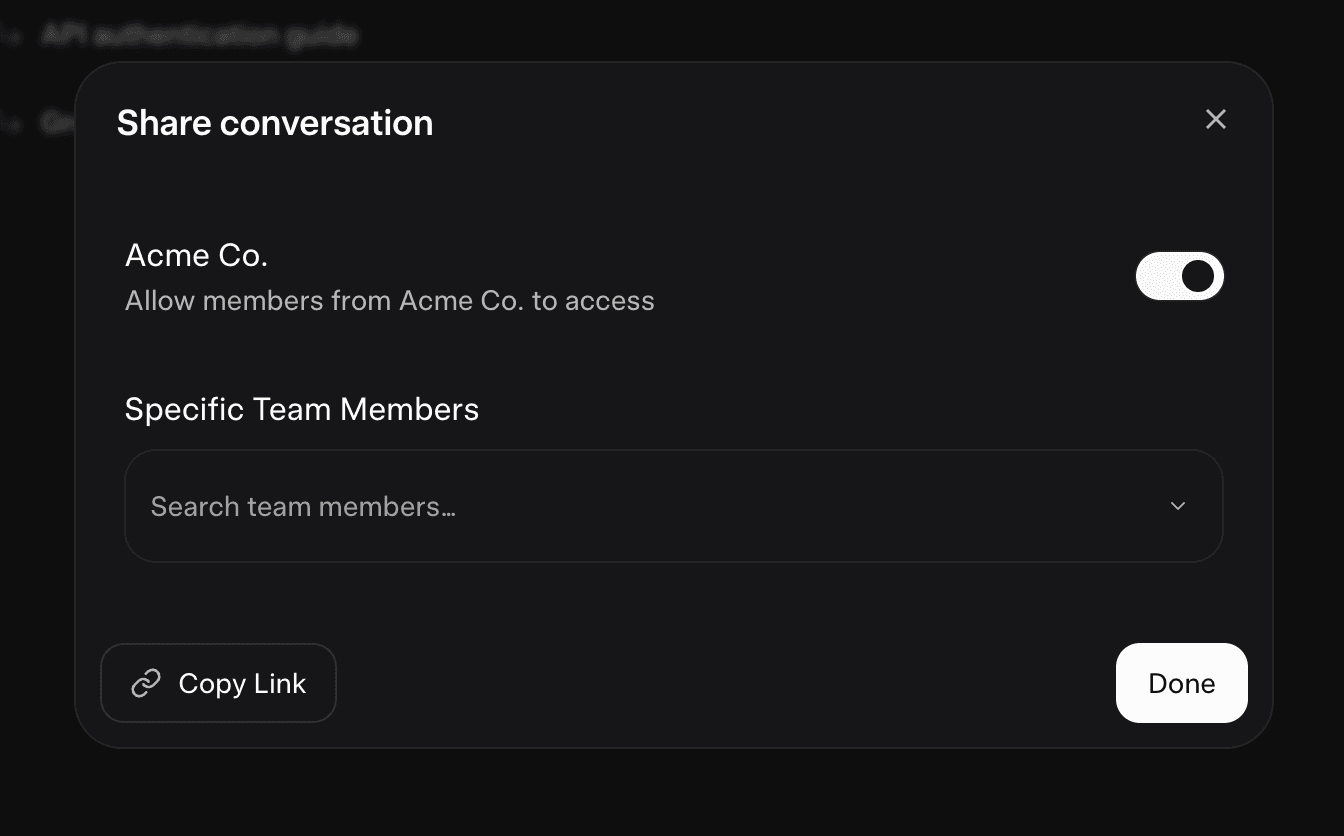 Sharing options in a Grok conversation