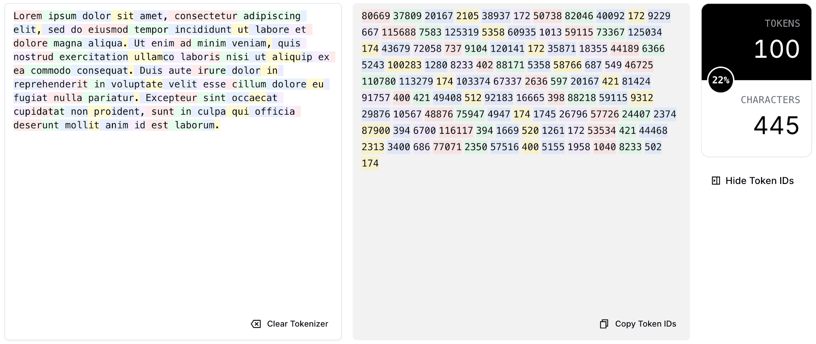 Tokenizer example