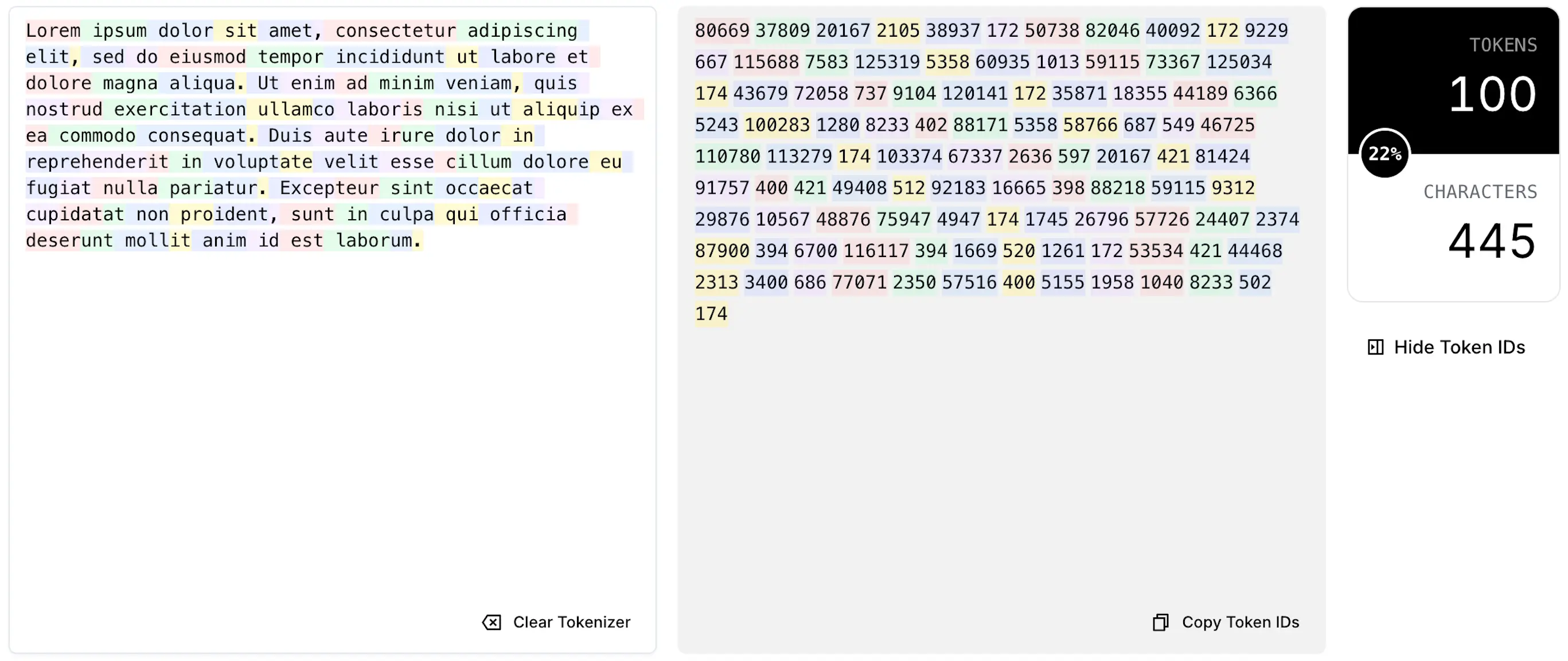Tokenizer example