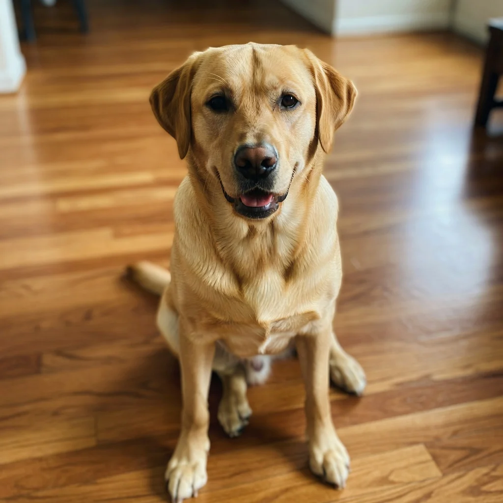 Golden retriever puppy on grass