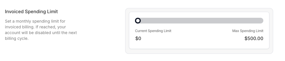 Invoiced spending limit on billing settings