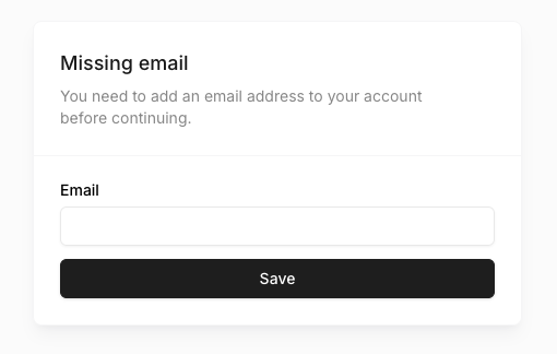 Missing Email Page