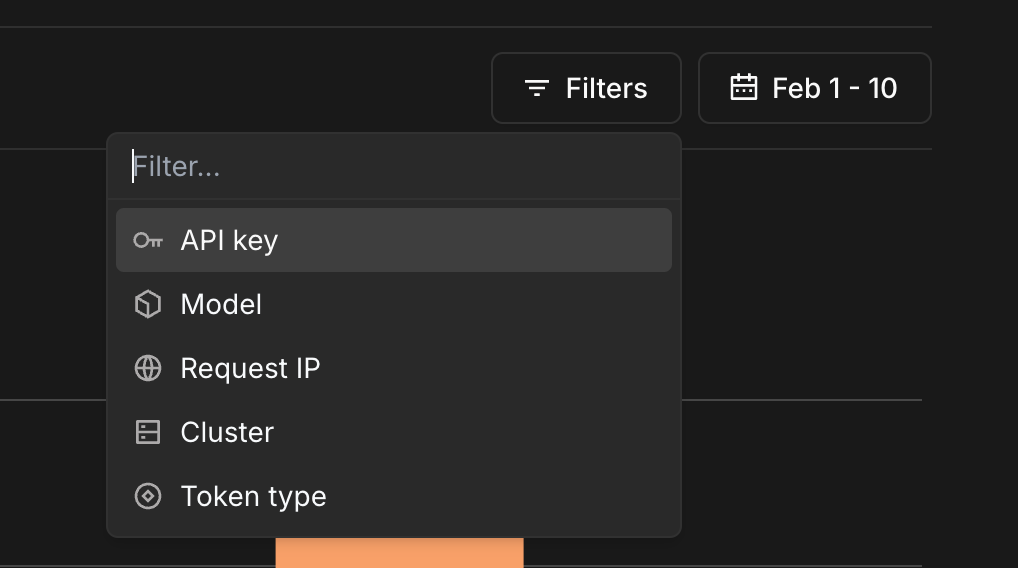 Filters available in Usage Explorer